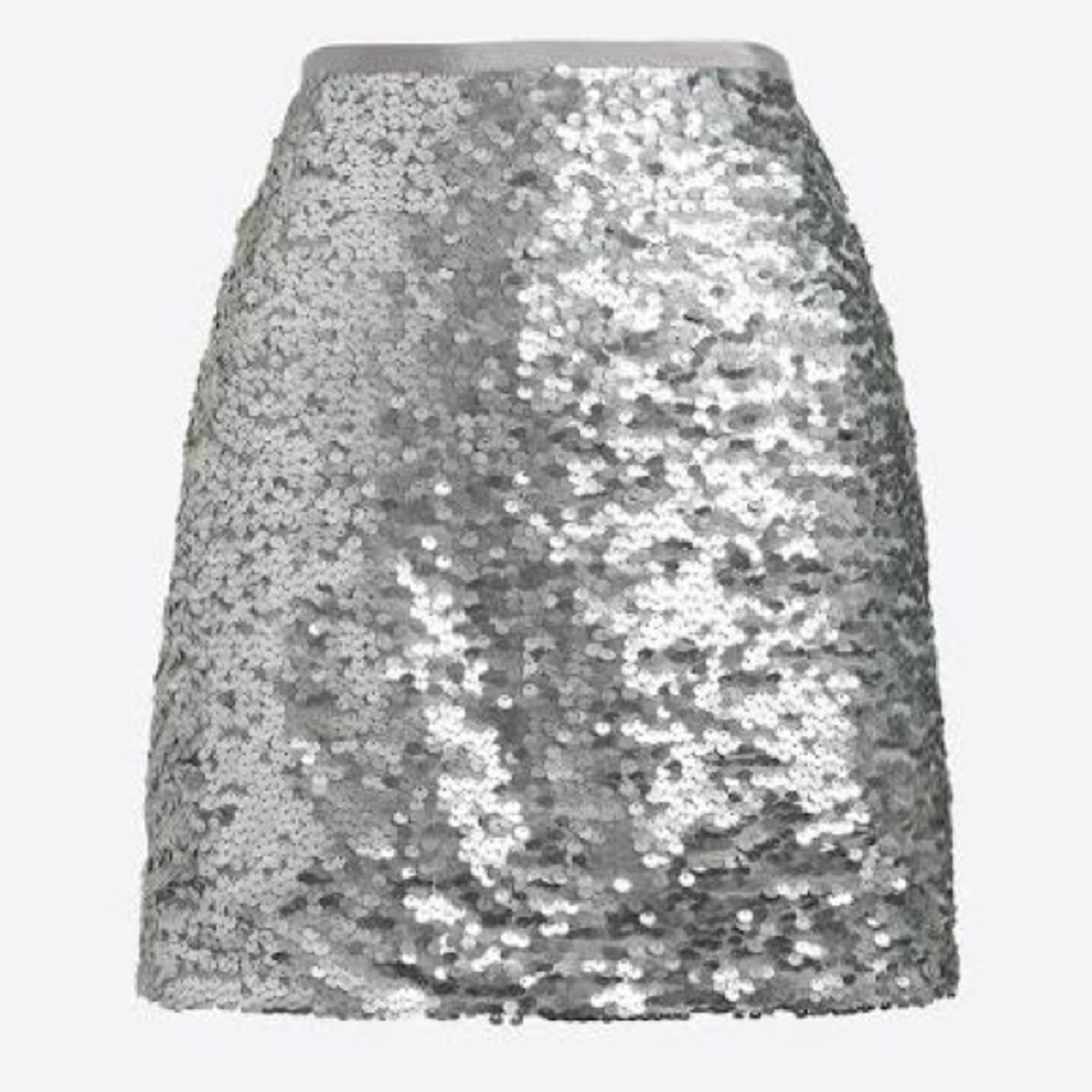 J Crew Silver Sequin Women's Skirt